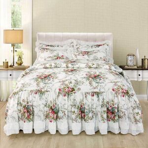 Easylife Floral Botanical Ruffle Bedspread Queen Easylife Floral Botanical Ruffle Bedspread Queen