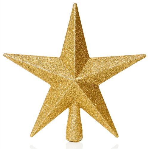 Premier Decorations 20cm Glitter Tree Top Star, Champagne Gold