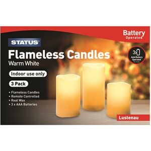 Status Lustenau - Flameless Festive Candle - Remote Controlled, 3 Pack Status Lustenau - Flameless Festive Candle - Remote Controlled, 3 Pack