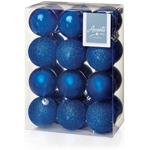 Premier Decorations 24 x 60mm Midnight Blue Christmas Tree Balls Premier Decorations 24 x 60mm Midnight Blue Christmas Tree Balls