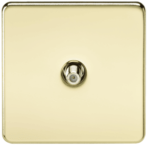 KnightsBridge SAT TV Outlet 1G Screwless Polished Brass Non-Isolated Wall Plate KnightsBridge SAT TV Outlet 1G Screwless Polished Brass Non-Isolated Wall Plate