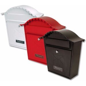 Sterling Classic Styled Post Steel Letter Box With Name Plate - Red Sterling Classic Styled Post Steel Letter Box With Name Plate - Red