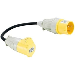 Zexum 32A Yellow Male - 16A Yellow Female, 0.25m 1.5mm Black Lead