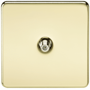 KnightsBridge SAT TV Outlet 1G Screwless Polished Brass Non-Isolated Wall Plate KnightsBridge SAT TV Outlet 1G Screwless Polished Brass Non-Isolated Wall Plate