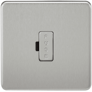 KnightsBridge 13A Screwless Brushed Chrome Fused Spur Connector Unit Wall Plate KnightsBridge 13A Screwless Brushed Chrome Fused Spur Connector Unit Wall Plate