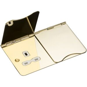 KnightsBridge 2G Unswitched Flat Plate Floor Socket - Polished Brass, White Insert KnightsBridge 2G Unswitched Flat Plate Floor Socket - Polished Brass, White Insert