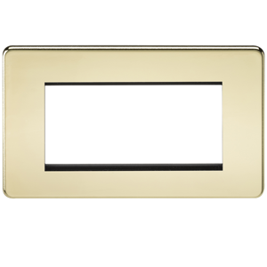 KnightsBridge Screwless 4G Modular Faceplate - Polished Brass KnightsBridge Screwless 4G Modular Faceplate - Polished Brass
