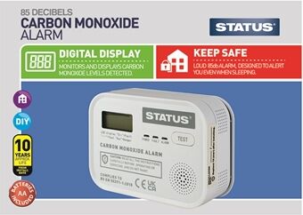 Status Carbon Monoxide Alarm 3 x AA - White - Digital