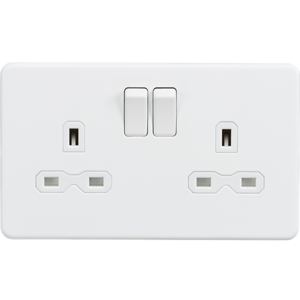 KnightsBridge Screwless 13A 2G DP switched socket - Matt white