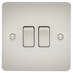 KnightsBridge Flat Plate 10AX 2G 2-way switch - pearl KnightsBridge Flat Plate 10AX 2G 2-way switch - pearl