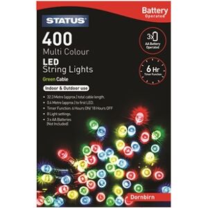 Status Dornbirn - 400 - Multi Coloured - LED - Indoor/Outdoor - Battery Powered - String Festive Lights Status Dornbirn - 400 - Multi Coloured - LED - Indoor/Outdoor - Battery Powered - String Festive Lights