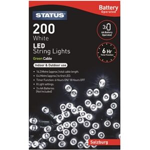 Status Salzburg - 200 - White - LED - Indoor/Outdoor - Battery Operated - String Festive Lights Status Salzburg - 200 - White - LED - Indoor/Outdoor - Battery Operated - String Festive Lights