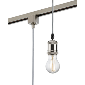 KnightsBridge 230V 1.8M E27 Vintage Track Pendant - Brushed Chrome KnightsBridge 230V 1.8M E27 Vintage Track Pendant - Brushed Chrome