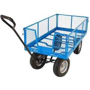 Blue Mesh Platform Truck - 360 x 1200 x 600mm - Puncture Proof Tyres - 400kg Capacity