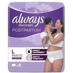 Always Discreet Postpartum Pants Large x 8 Always Discreet Postpartum Pants Large x 8
