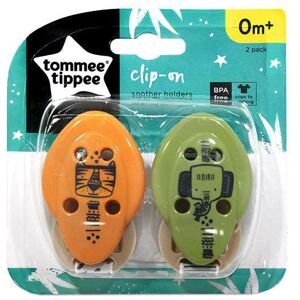 Tommee Tippee Clip-On Soother Holders - Tiger and Elephant