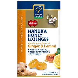 Manuka Health Manuka Honey Lozenges Ginger & Lemon + Vitamin C Manuka Health Manuka Honey Lozenges Ginger & Lemon + Vitamin C
