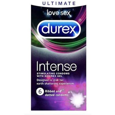 Durex Intense Ribbed and Dotted 6 Condoms Durex Intense Ribbed and Dotted 6 Condoms