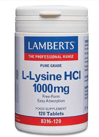 Lamberts L-Lysine HCI 1000mg 120 tablets