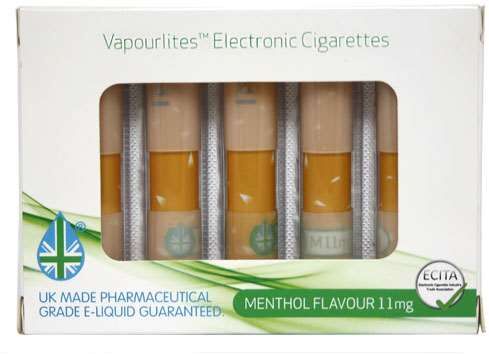 Vapourlites Electronic Cigarette Menthol Flavour 11mg Refills 5