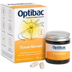 OptiBac Travel Abroad Probiotics 20 Capsules - Gut-Friendly Supplement OptiBac Travel Abroad Probiotics 20 Capsules - Gut-Friendly Supplement