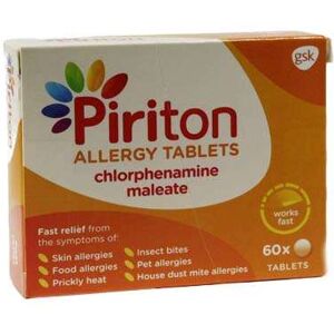 Piriton Allergy Tablets - 60 Tablets Piriton Allergy Tablets - 60 Tablets