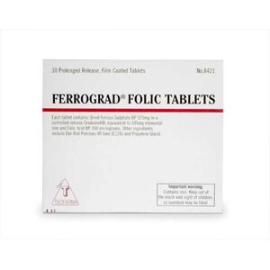 Ferrograd Folic Tablets - Iron & Folic Acid Support - 30 Tablets Ferrograd Folic Tablets - Iron & Folic Acid Support - 30 Tablets