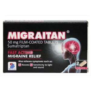Care+ Migraitan 50mg Migraine Relief Tablets - 2 Tablets Care+ Migraitan 50mg Migraine Relief Tablets - 2 Tablets