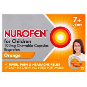 Nurofen For Children Orange Flavoured Chewable Capsules 12 Nurofen For Children Orange Flavoured Chewable Capsules 12