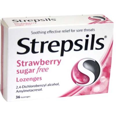 Strepsils Strawberry Sugar Free 36 Strepsils Strawberry Sugar Free 36