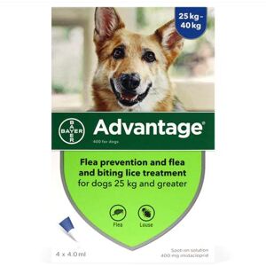 Advantage Flea Prevention and Treatment Solution for Dogs of 25kg And Greater - 4 x 4.0ml.