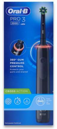 Oral B Pro 3 Cross Action 3000 Electric Toothbrush Black