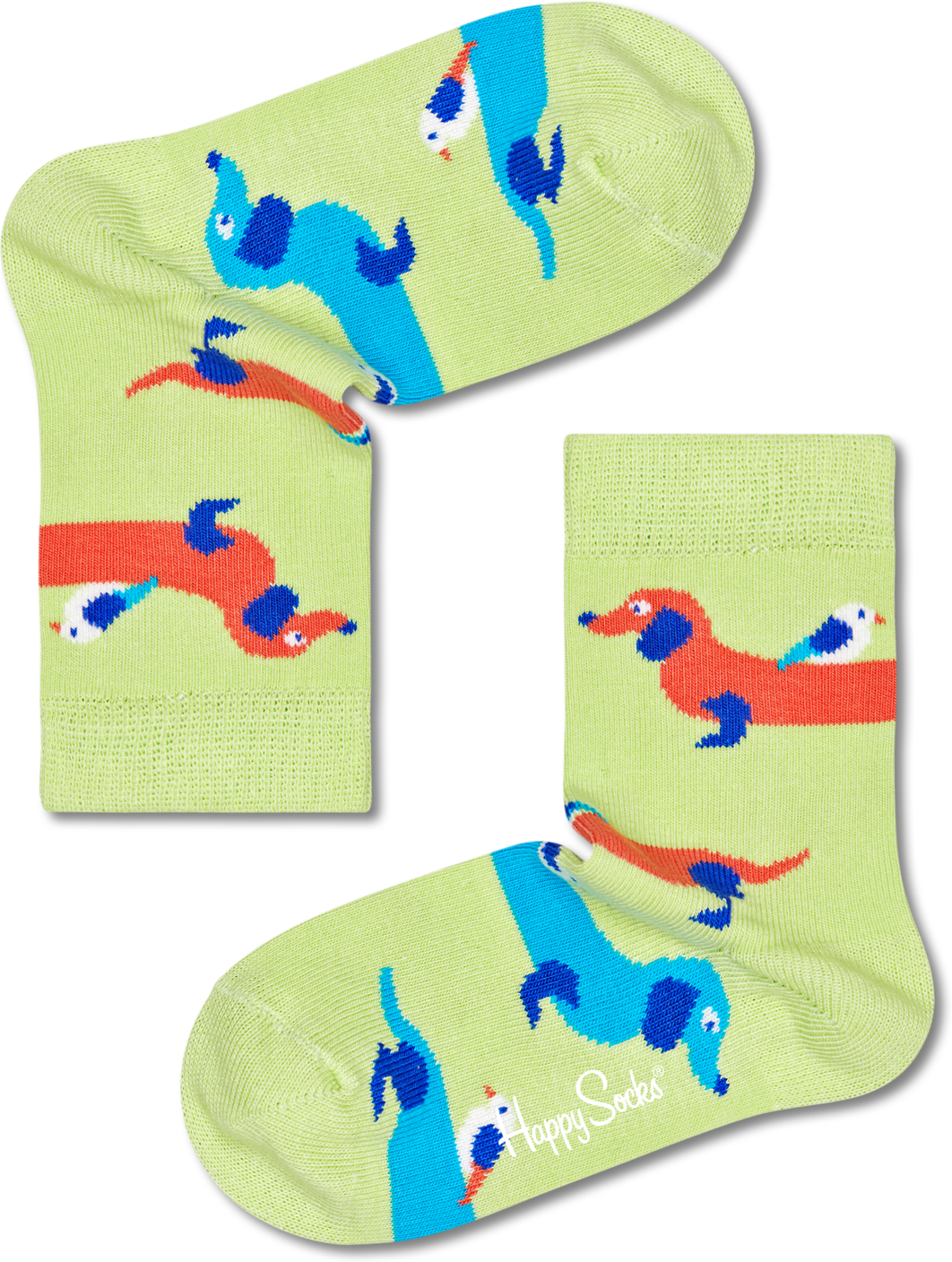 Happy Socks Kids Dog Sock  - White,Dark Orange,Light Blue,Blue - Size: 0-12M