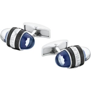 Montblanc Cufflinks Blue Resin Steel - Silver