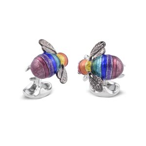 Deakin & Francis Cufflinks Limited Edition Sterling Silver Rainbow Bumble Bee - Silver