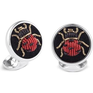 Deakin & Francis Cufflinks Sterling Silver Embroidered Ladybird - Silver