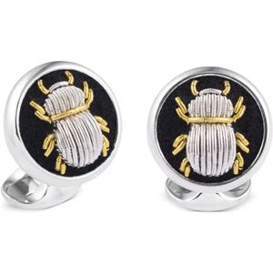 Deakin & Francis Cufflinks Sterling Silver Embroidered Silver And Gold Bug - Silver