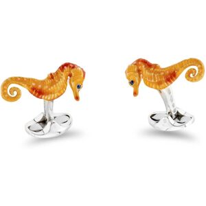 Deakin & Francis Cufflinks Sterling Silver Orange Seahorse - Silver