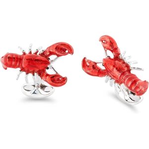 Deakin & Francis Cufflinks Sterling Silver Red Enamel Lobster - Silver