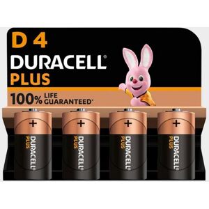 Duracell D Plus 100 Batteries (4 Pack) - Black, Black One Size