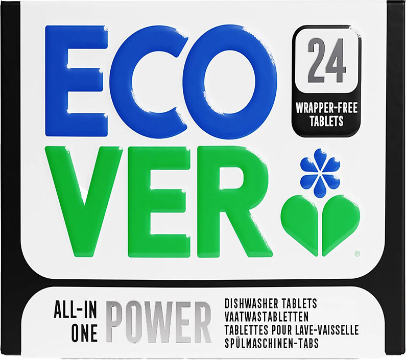 Ecover Wrapper Free All-In-One Power Dishwasher Tablets - 24 Tablets