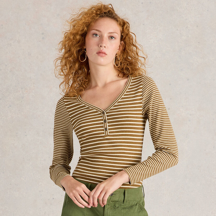 White Stuff Fairtrade Halley Rib Stripe Henley Top
