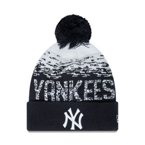newera New York Yankees Bobble Blue Cuff Beanie Hat - Blue - Size: One Size - male
