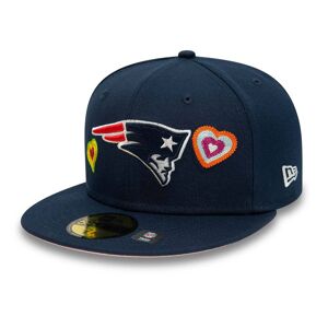 newera New England Patriots Chain Stitch Heart Blue 59FIFTY Fitted Cap - Blue - Size: 8 - male