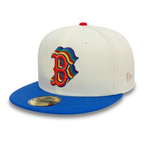 newera Boston Red Sox Shadow Logo White and Blue 59FIFTY Fitted Cap - White - Size: 7 3/4 - male