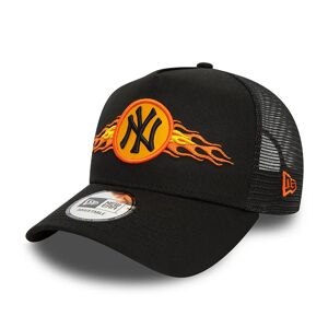newera New York Yankees MLB Flame Black and Orange 9FORTY A-Frame Trucker Cap - Black - Size: Osfm - male