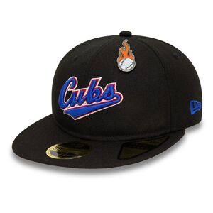 newera Chicago Cubs MLB Cooperstown Pin Badge Black 59FIFTY Retro Crown Fitted Cap - Black - Size: 7 3/4 - male