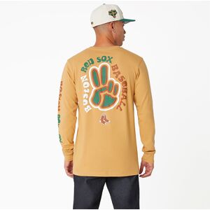 newera Boston Red Sox Camp Beige Long Sleeve T-Shirt - Brown - Size: S - male