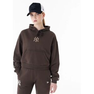 newera New York Yankees MLB Lifestyle Brown Womens Crop Pullover Hoodie - Brown - Size: S - female