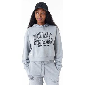 newera New Era Womens Arch Wordmark Grey Crop Pullover Hoodie - Grey - Size: S - female